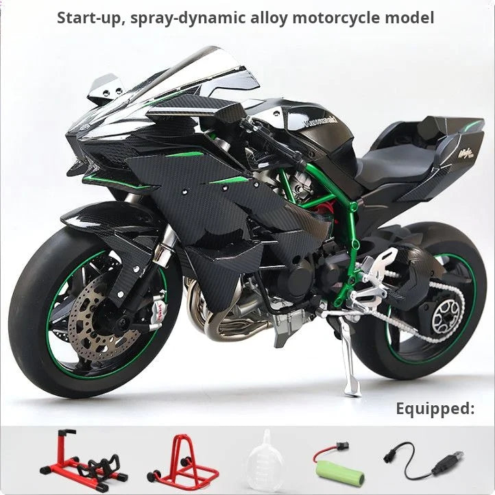 1:6 Kawasaki Ninja H2R Diecast Motorcycle Model with Sound & Light – Racing Collection Gift