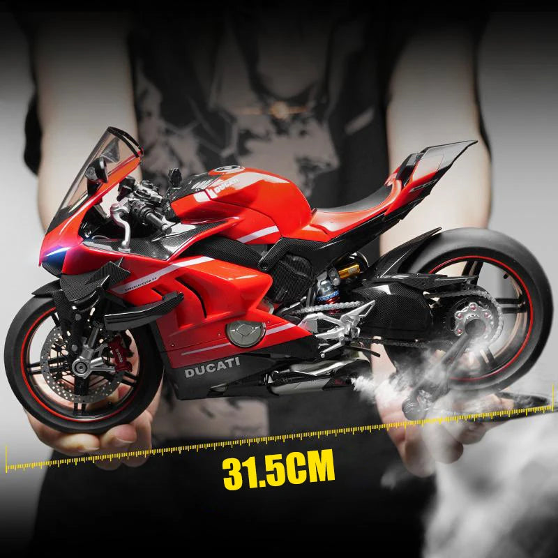 1:7 Ducati V4S Diecast Motorcycle Model with Sound & Light – Racing Ornament Gift
