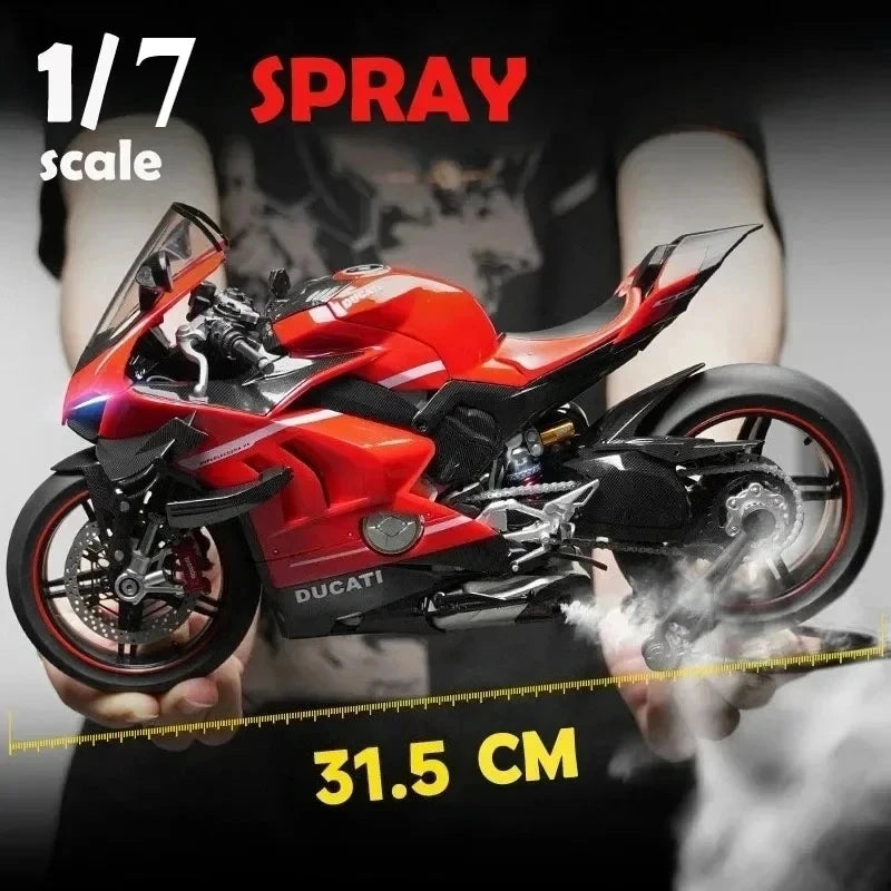 1:7 Ducati V4S Alloy Diecast Motorcycle Model with Sound & Light – Racing Toy Birthday Gift