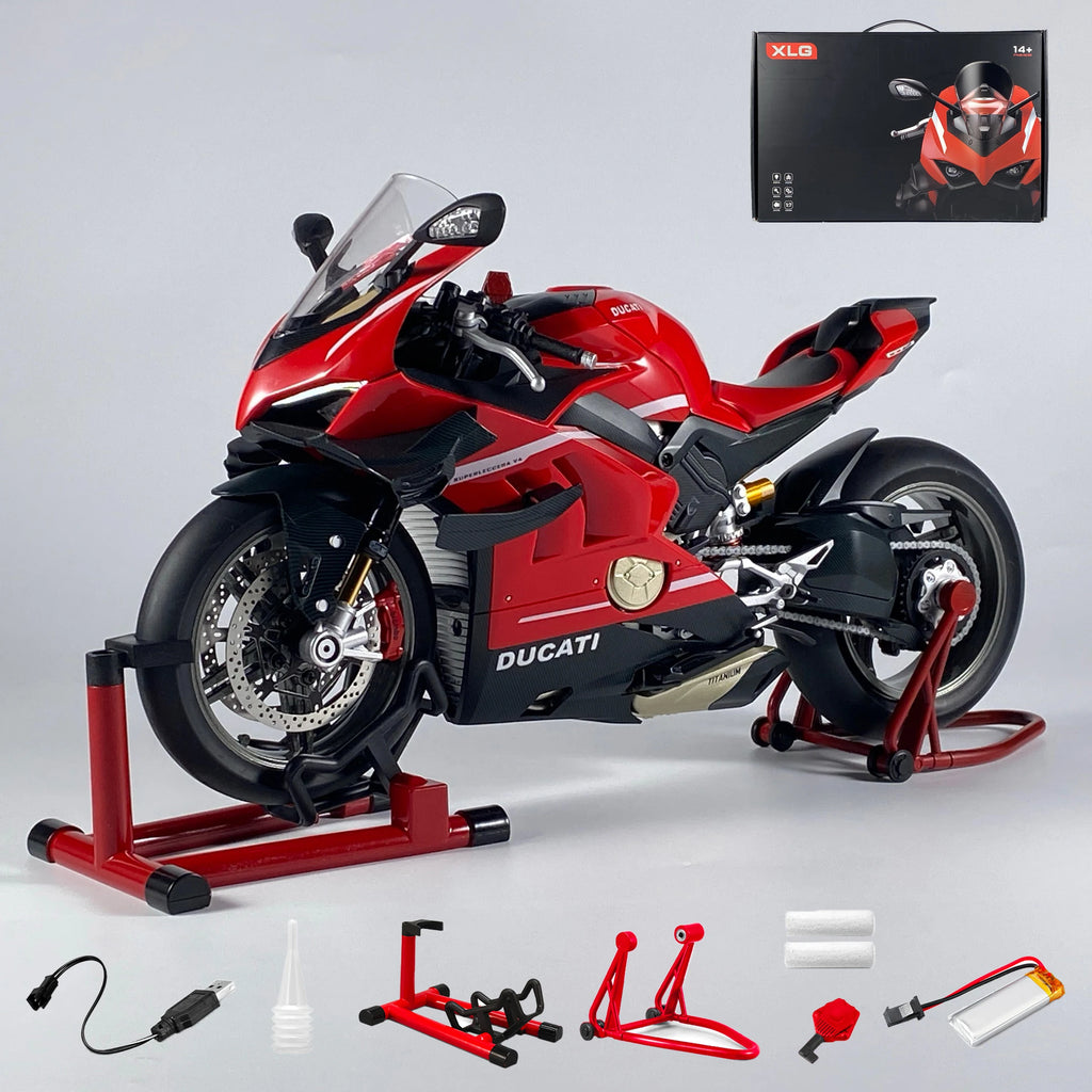 1:7 Ducati V4S Diecast Motorcycle Model with Sound & Light – Racing Ornament Gift
