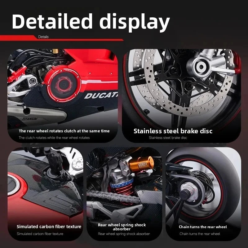 1:7 Ducati V4S Alloy Diecast Motorcycle Model with Sound & Light – Racing Toy Birthday Gift