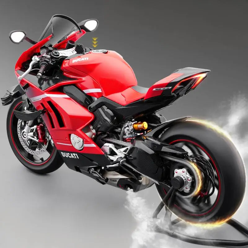 1:7 Ducati V4S Diecast Motorcycle Model with Sound & Light – Racing Ornament Gift